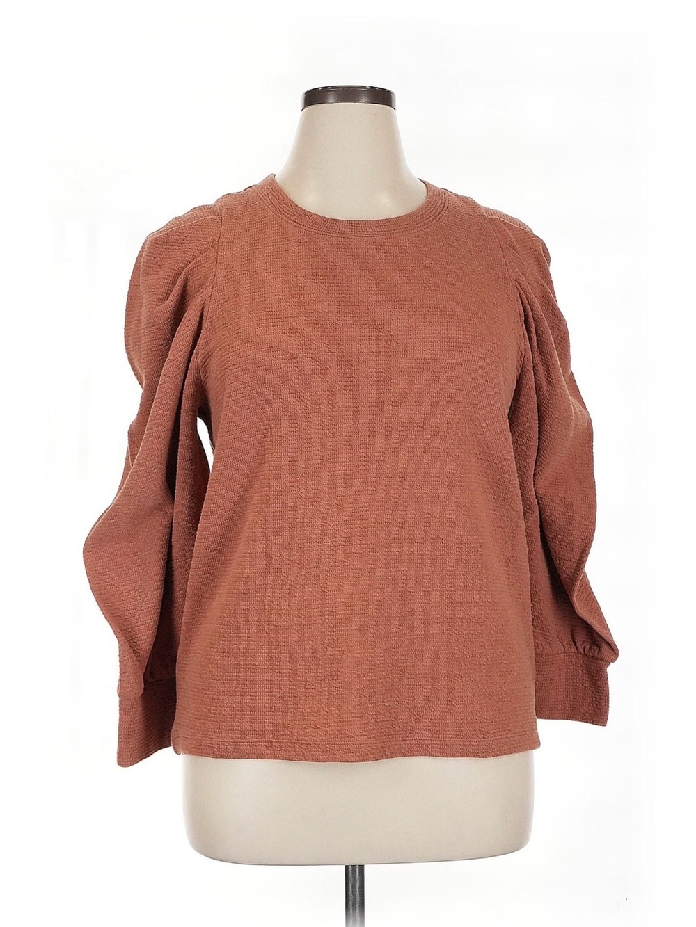 Madewell Terracotta Puff-Sleeve Crewneck Sweater